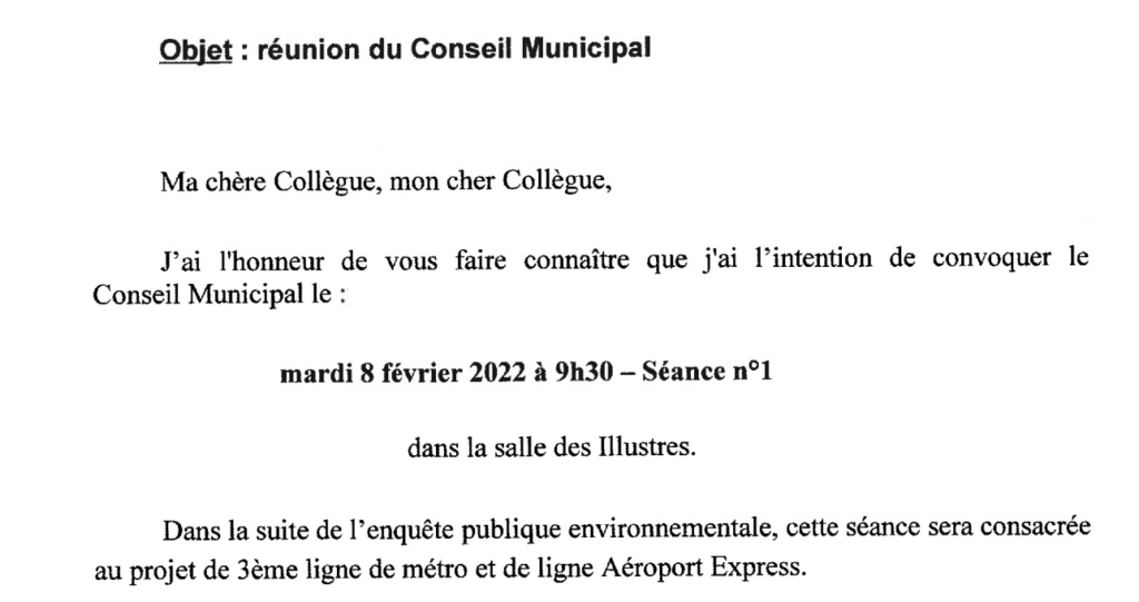 convocation au conseil municipal du 8 février 2022